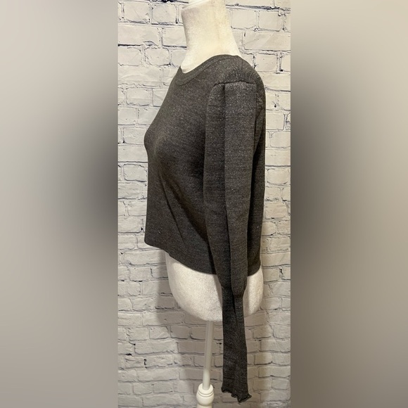 ZARA Women's Grey Long Sleeve Sweater Crop Top ~ Size Medium - Picture 3 of 8